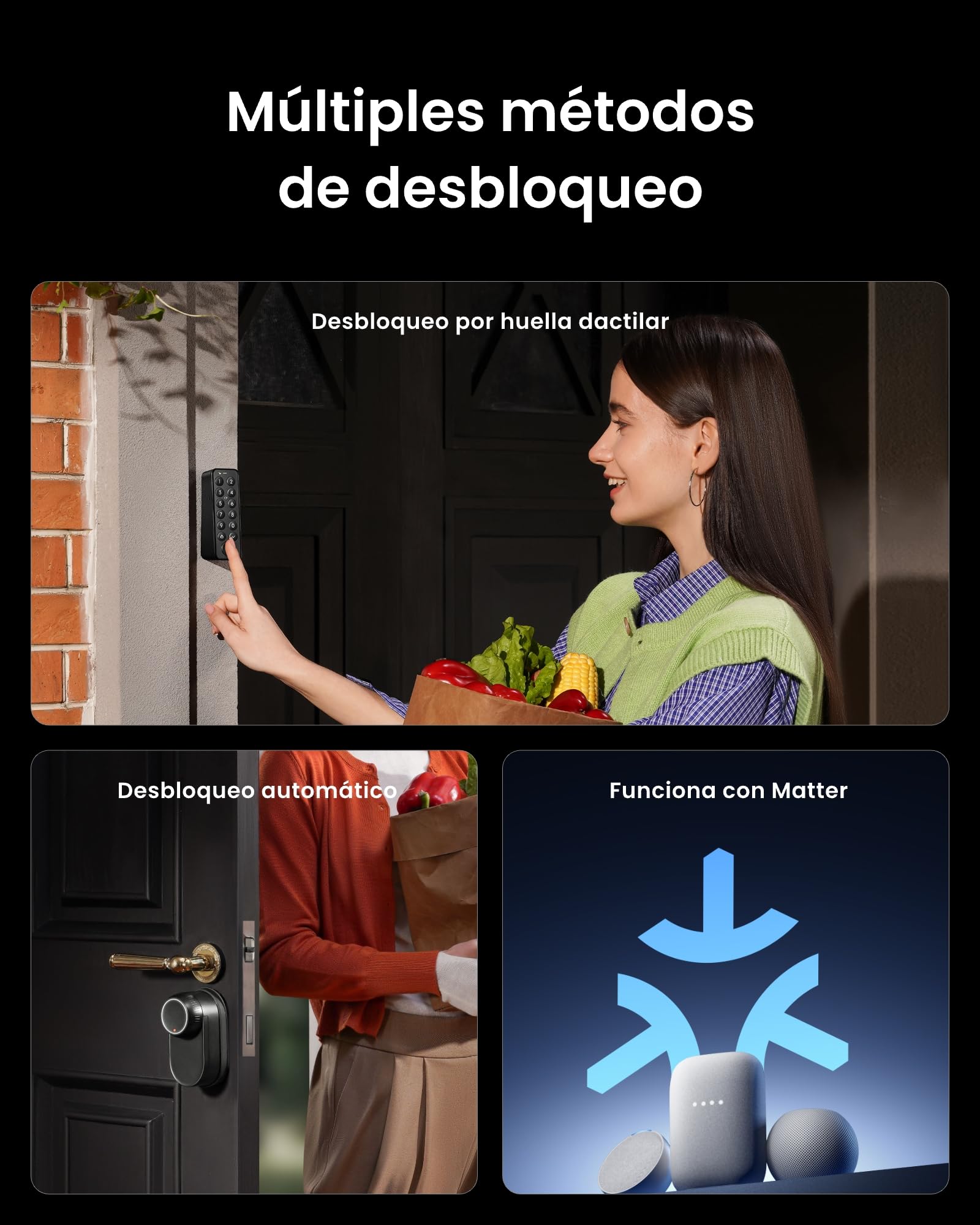 SwitchBot Wi-Fi Smart Lock Ultra con videotimbre, Teclado táctil, Lector de Huellas, Perfil Europeo, IP65, Compatible con Matter, Alexa, Google y IFTTT