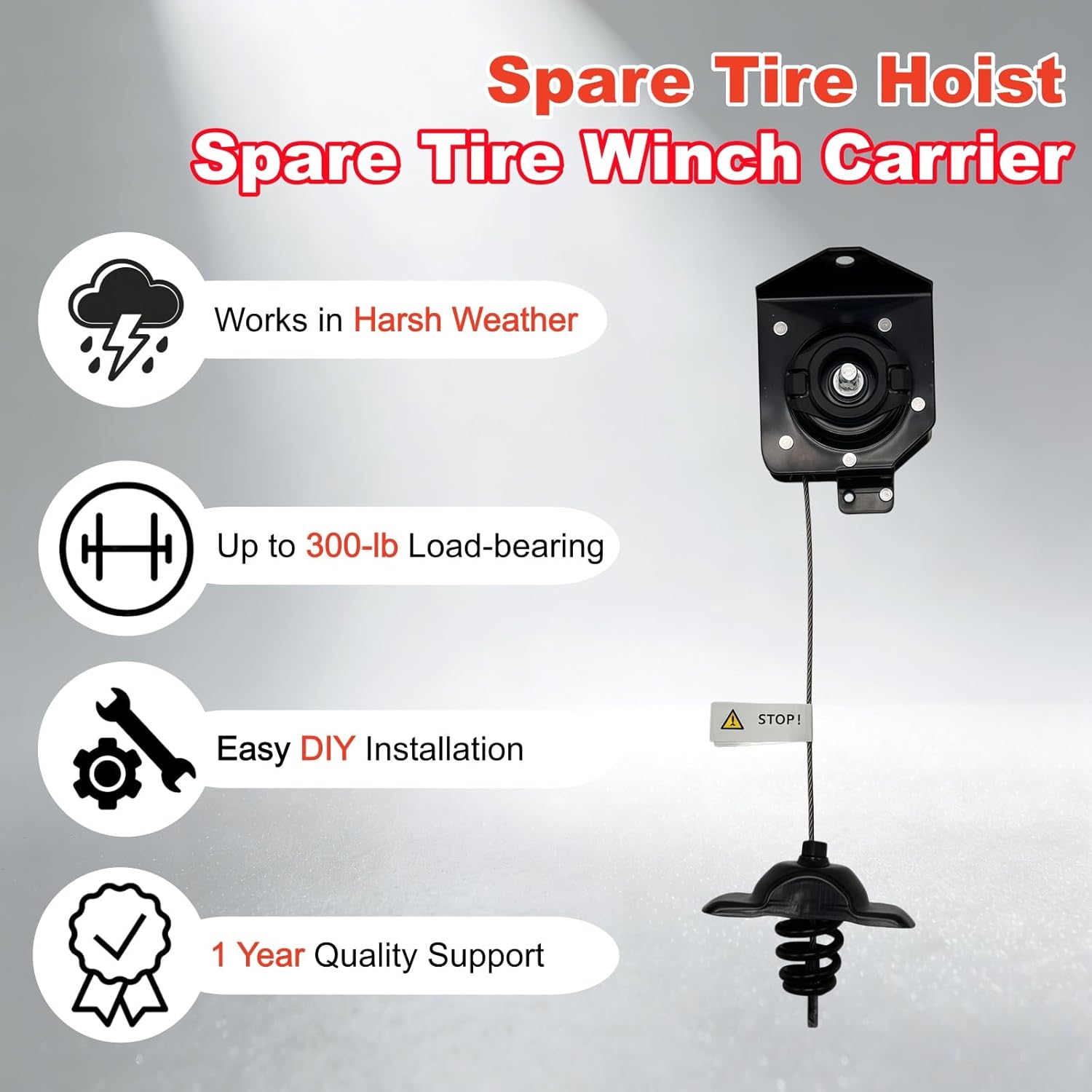 Yilann 924-510 Spare Tire Hoist Winch Carrier Assembly - Compatible with 1999-2018 Chevy Silverado/GMC Sierra 1500/2500/3500, 5/6 Lug Only, Replaces 924510 20870067 15703311 15866164