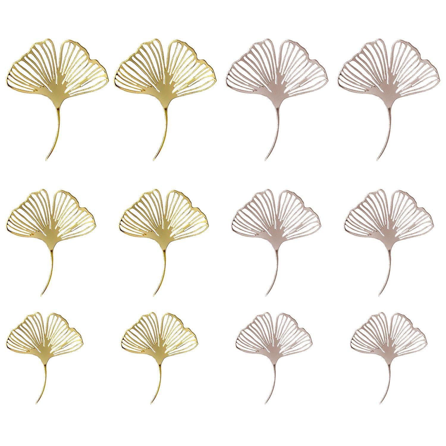 Ubsiuh Golden 12 Ginkgo Biloba Cake Decorations, Two-Color Decorative Leaves, Baking Decoration Materials, Party Food Decorations, Suitable For Cake Dessert Decoration.