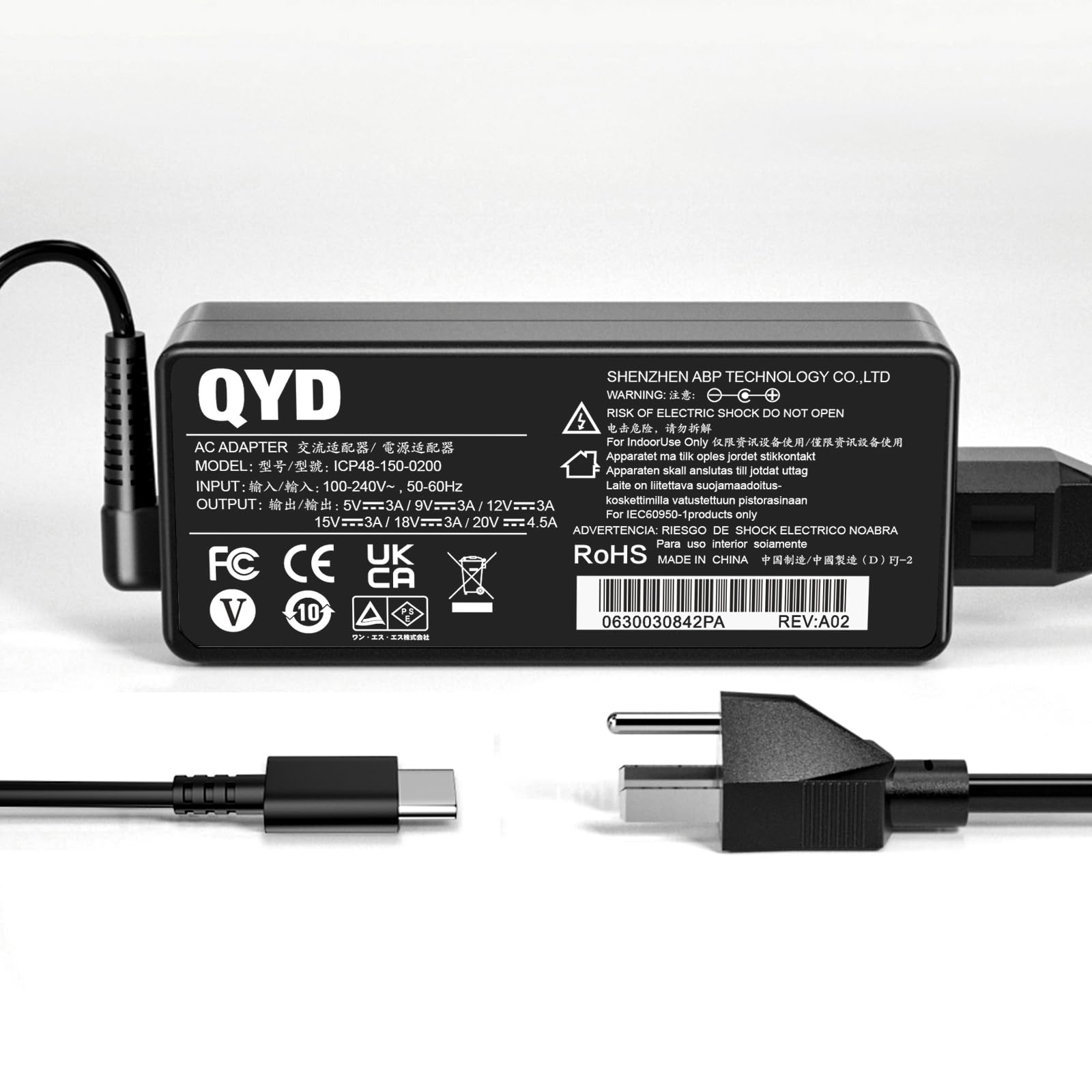 QYD 90W USB C Laptop Charger for Lenovo Yoga Series 380 720 730 910 920 930 X61S X270 X280X 290 X380 X140e X390 X395 C740-14 C930 730-13IKB 730-15IKB