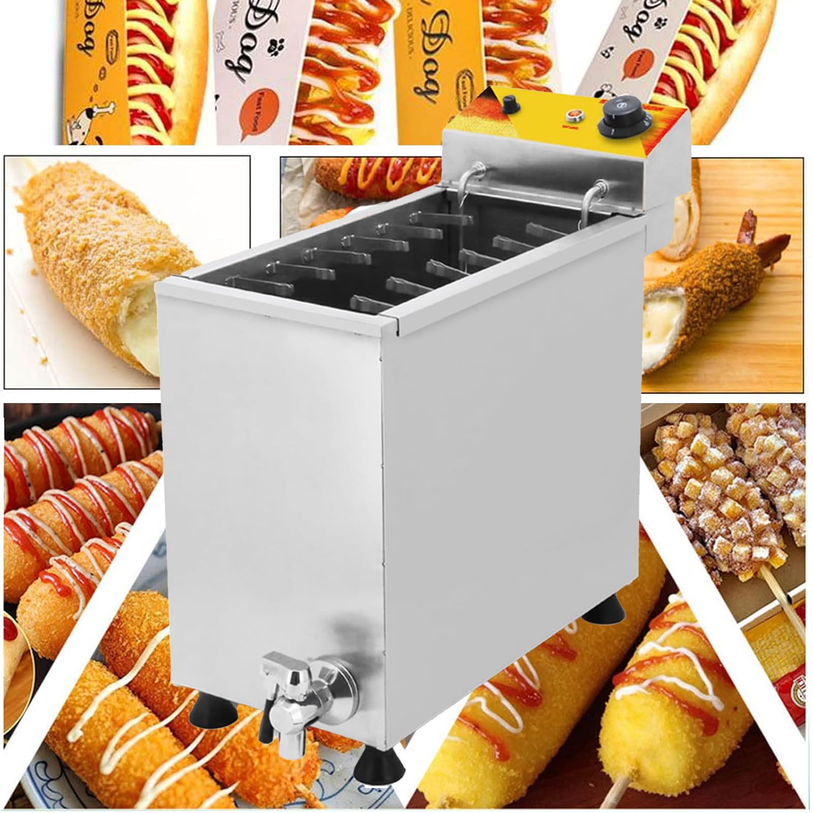 Komercyjna elektryczna frytkownica, wysokowydajna maszyna do smażenia corn dogów i serowych paluszków dla restauracji i food trucków, idealna do szybkiego i wydajnego gotowania