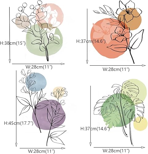 Miniatura 4 de Runtoo Calcomanías de arte abstracto bohemio moderno para pared, diseño de flores, flores, decoración de pared para sala de estar, cuarto de bebé,