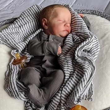 CHAREX Realistic Reborn Baby Dolls,18-inch Real Life Newborn Sleeping Boy | Weighted Soft Cloth Body, Poseable Limbs, Realistic Details, Complete Accessories, Handmade Toy for Kids Age 3+ and Collector