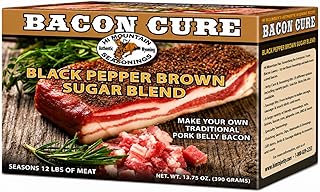 Hi Mountain Bacon Cure Seasoning Kit | BLACK PEPPER & BROWN SUGAR BLEND | Pork, Deer, Elk & Venison Bacon Seasoning and Cure Kit | Makes up to 25 lbs