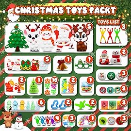 BicMan 801PCS Christmas Party Favors for Kids - Treasure Box Prizes, Pop Fidget Keychains, Goodie Bag Stuffers, Classroom Rewards, Xmas Stickers & Holiday Party Gifts Bulk Pack