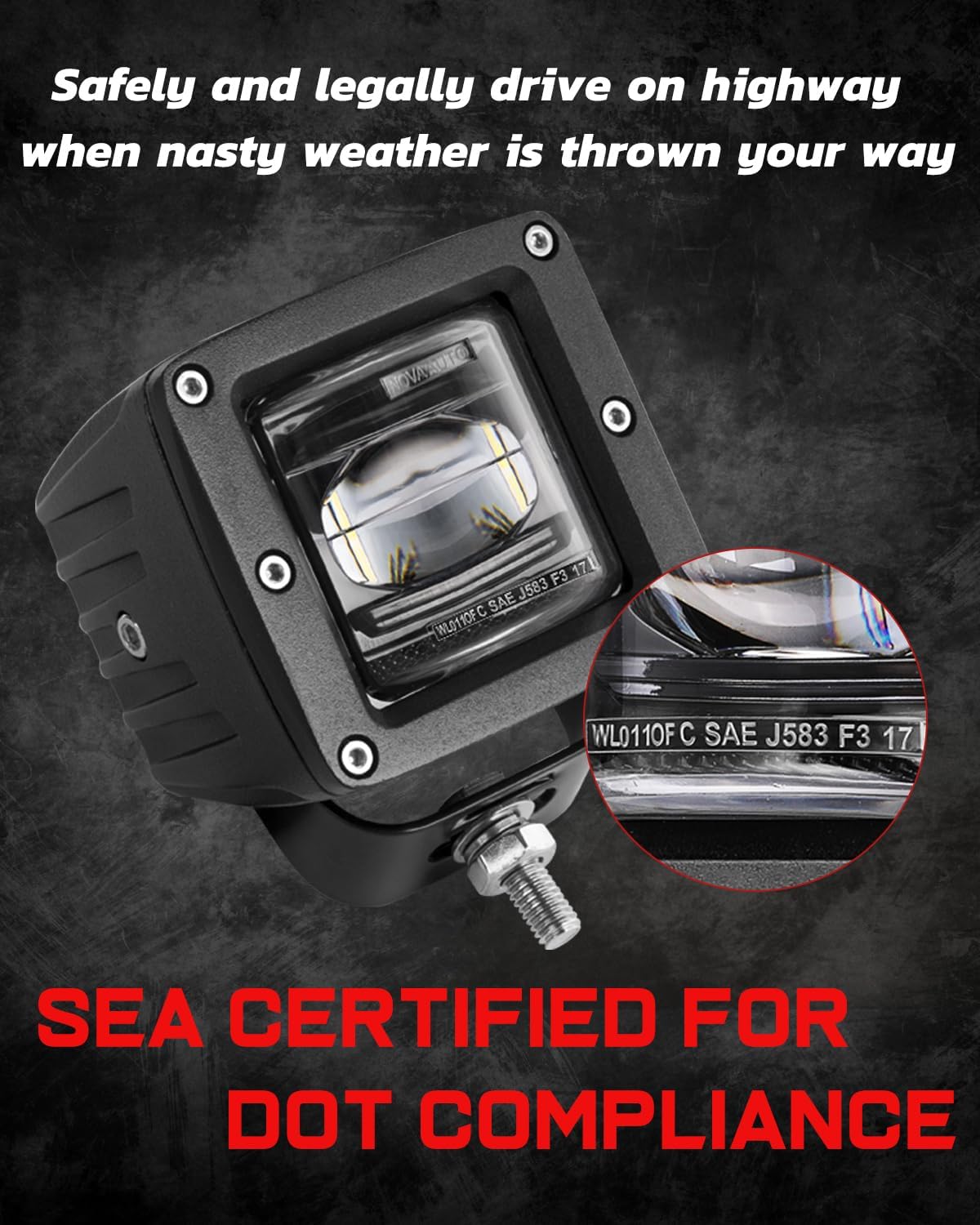 Wayup SAE Fog Lights, 3 Inch LED Pod Lights DOT Approved Street Legal Square Driving Light Cubes for Truck Wrangler JK JL F150 Ram Tacoma Motorcycle, 3 Years Warranty