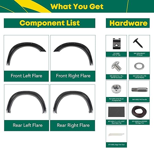Miniatura 9 de YHTAUTO Guardabarros estilo remachado de bolsillo con kit de accesorios de repuesto para Dodge Ram 25003500 2019-2022 protector de cubierta de rueda
