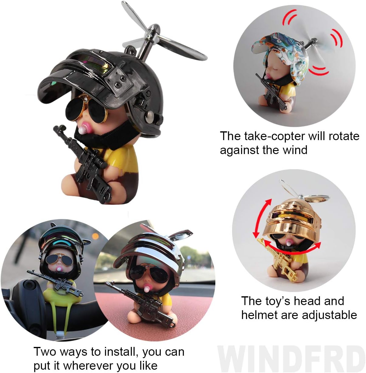 Motorcycle, Bike Handlebar Decorations Car Dashboard Accessories Cool Tech Rubber Toy With Propeller Funny Stuff Gift For Adult, Kids(Underwater World) : Automotive