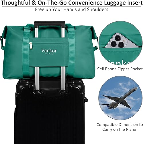 Vista 5 de Vankor - Bolsa de lona grande para viajes, impermeable, de 21 pulgadas, bolsa de lona para gimnasio para mujeres y hombres, duradera, para fines