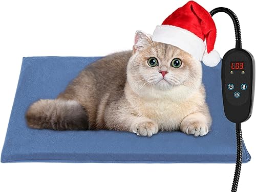 Almohadillas térmicas para mascotas para gatos al aire libreinterior, almohadilla térmica eléctrica para gatos con control de tiempo de temperatura