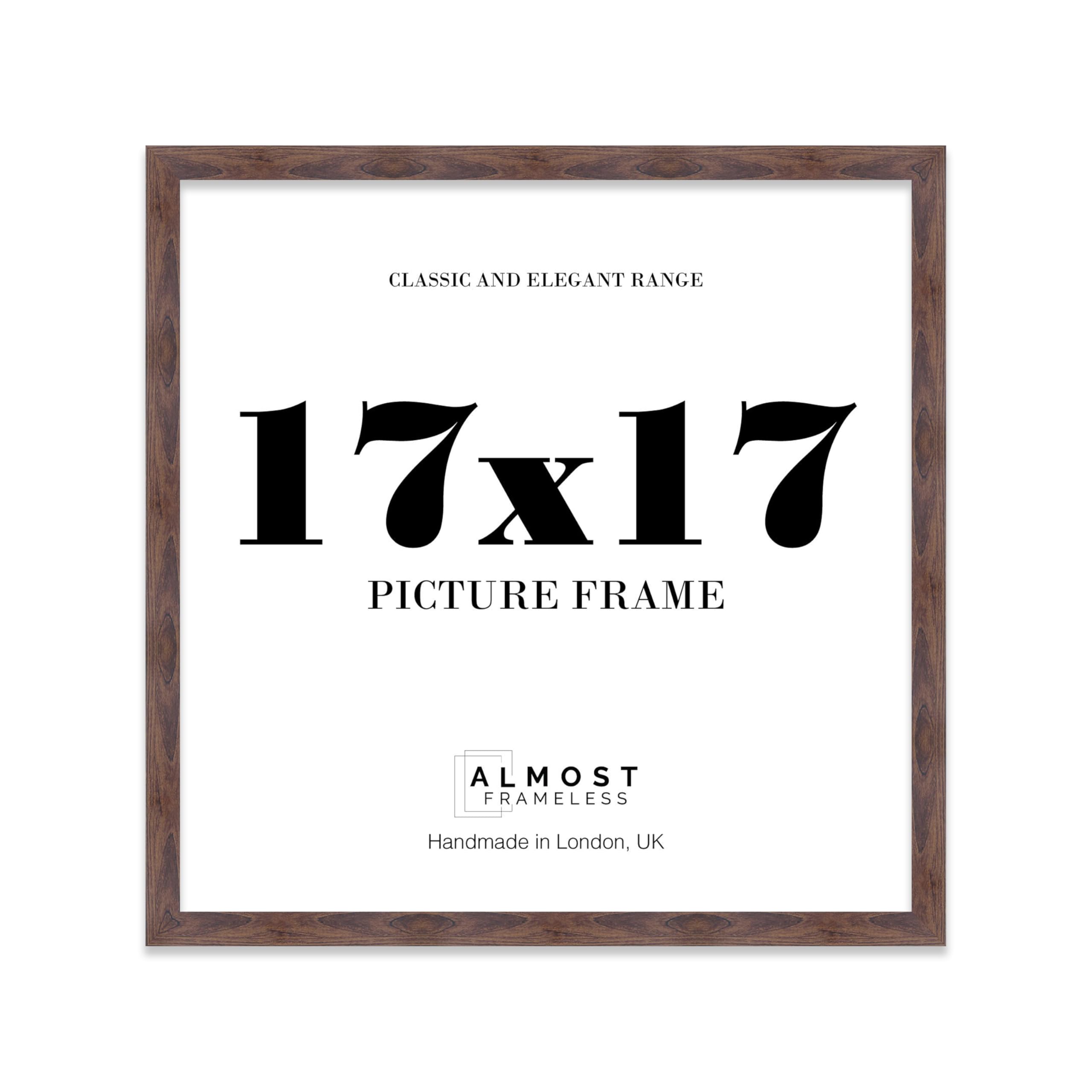 17x17 Walnut Picture Frame for Square Photos, Posters, Prints & Artwork, (48.3 x 48.3cm) Wall Display Modern Photo Frame for Home, Office, Gallery Wall, 1 Pack