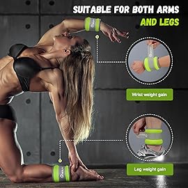 NEALFIT Ankle Weights for Men Women Kids, Leg Arm Wrist Weights with Adjustable Strap for Running, Gymnastics, Aerobics,Gym, Fitness (Green, 1 lb x 2 (2LB Pair))