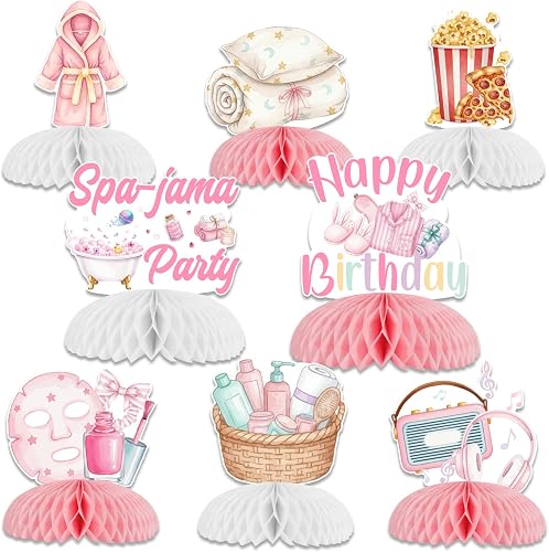 Wonmelody Spa Party Decorations Spa-Jama Honeycomb Centerpieces for Girls Night 