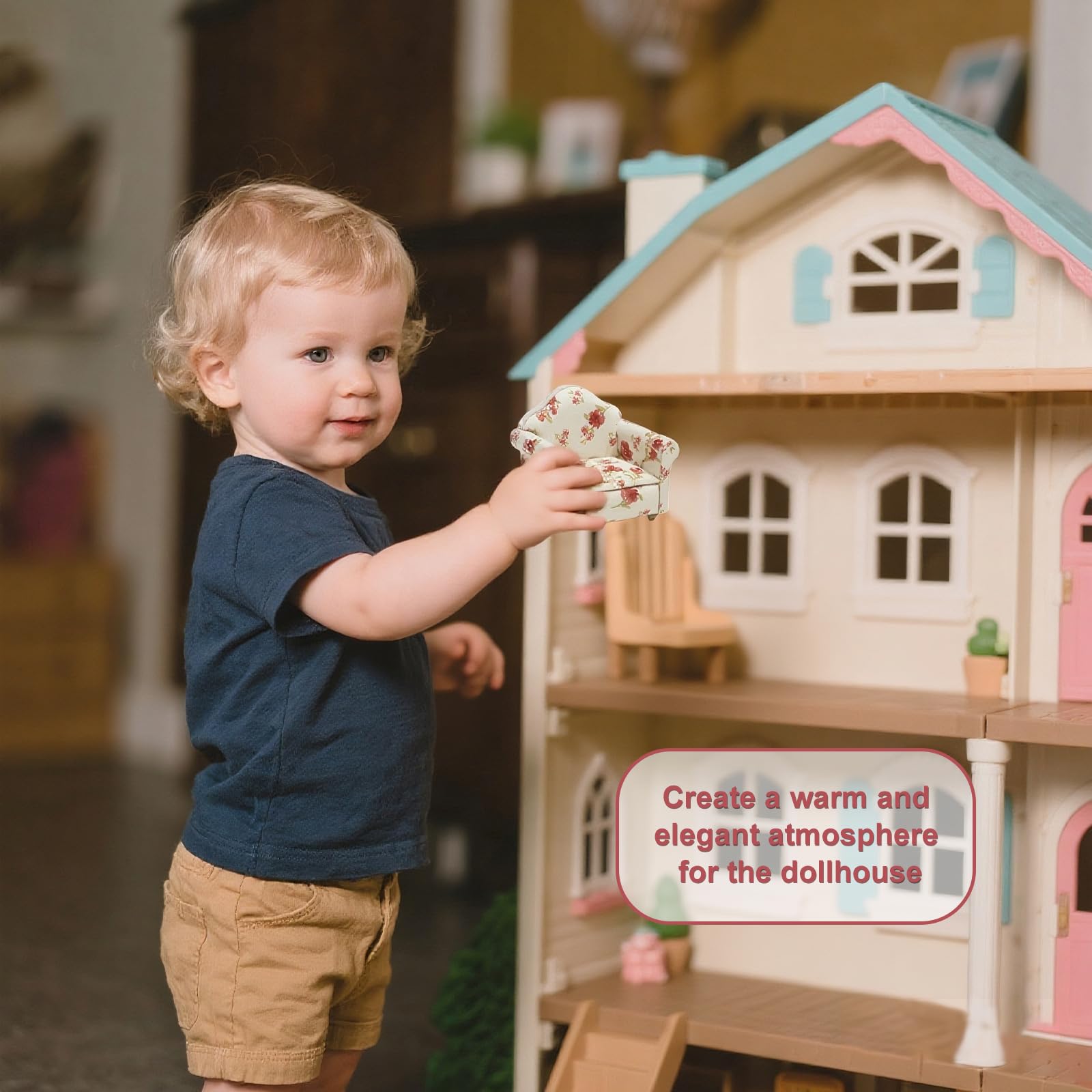 Casa Delle Bambole In Miniatura Pittura Bambina E Gatto Scala 1:12 - Italia - Foto 7