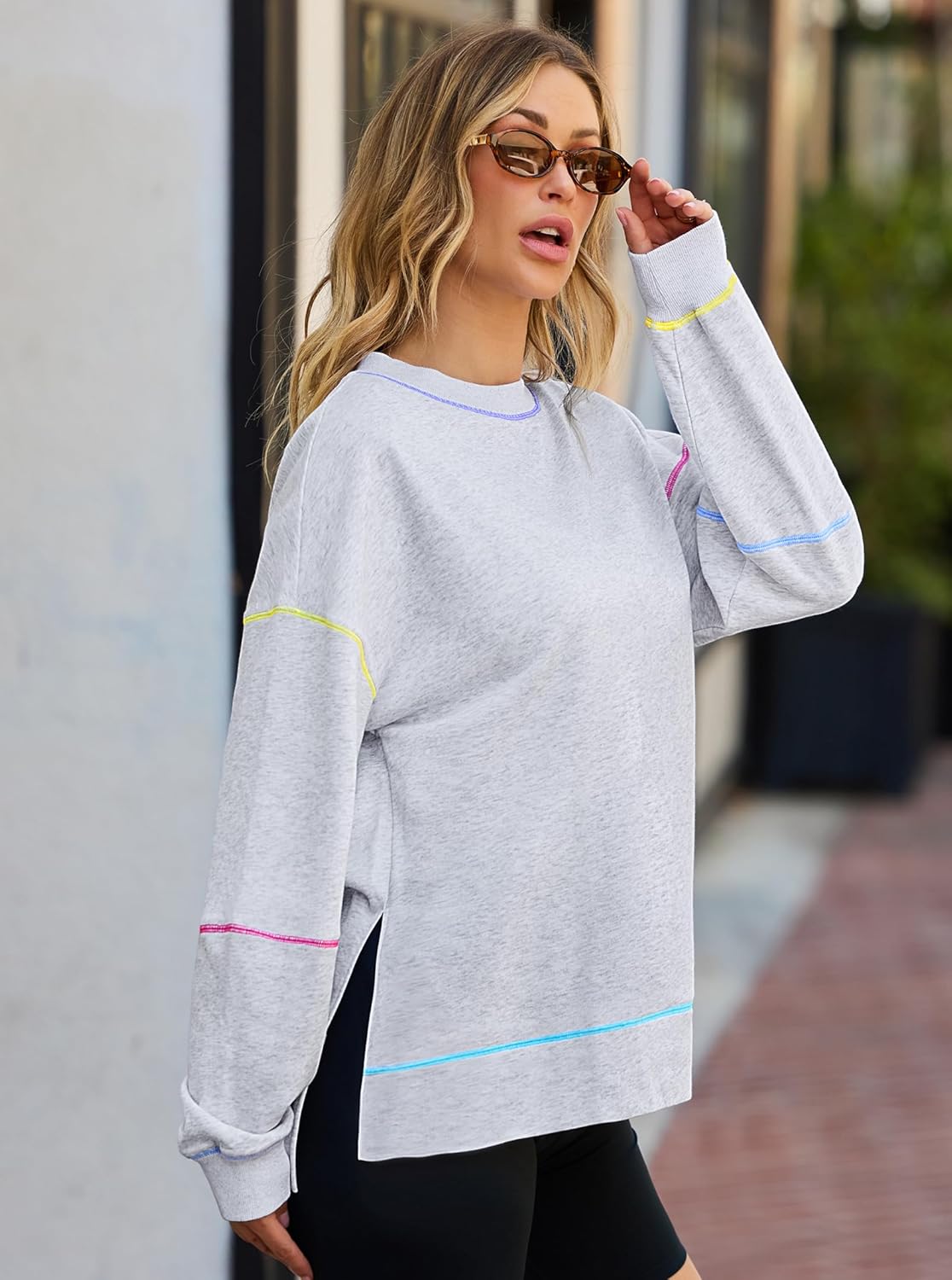 popvil Oversized Sweatshirt Women Pullover Crewneck Fall School Fashion Outfits Cute Comfy Trendy Casual 2025 Clothes - Image 4