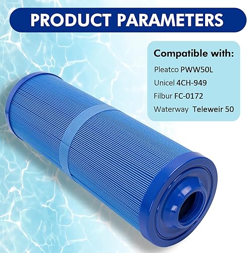 Miniatura 3 de Paquete de 2 cartuchos de filtro de piscina 4CH-949 de repuesto para Pleatco PWW50L, Filbur FC-0172, Waterway Teleweir 50, Rising Dragon 50,