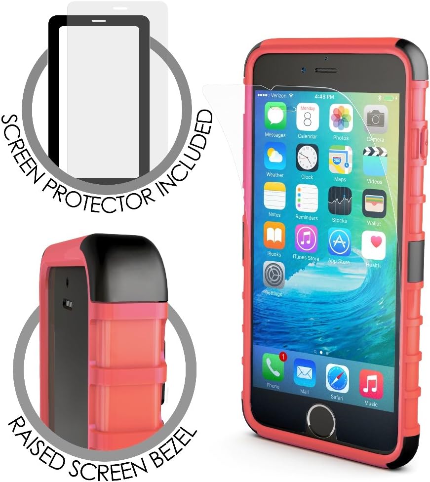 iPhone 6s Case, BUDDIBOX [Wave Belt Series] Slim Belt Clip Holster Rugged Durable Protective Case with Kickstand for Apple iPhone 6 and 6s, (Pink)