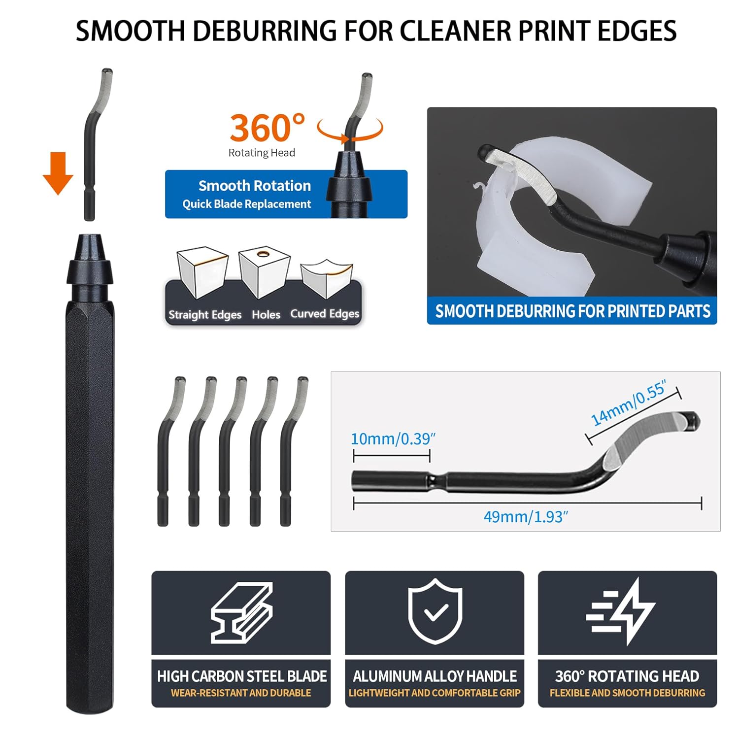 61-Piece 3D Printer Tool Kit with Hard Case, Deburring Tool, Craft Knife, Hand Drill, Needle Files, Scrapers, Nozzle Cleaning Needles & PTFE Tube Cutter for FDM/SLA Printers