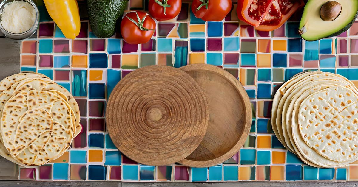 Indian Kitchen Roti Holder Box Pancake Keeper Serveware Hot Pot Casserole Dish With Lid Home Kitchen Dining Decor, Natural Brown, 9 x 3 Inches