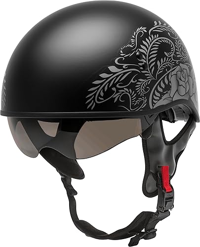 Miniatura 6 de GMAX HH-65 Naked Motorcycle Street Half Casco (rosa mate negroplata, S)