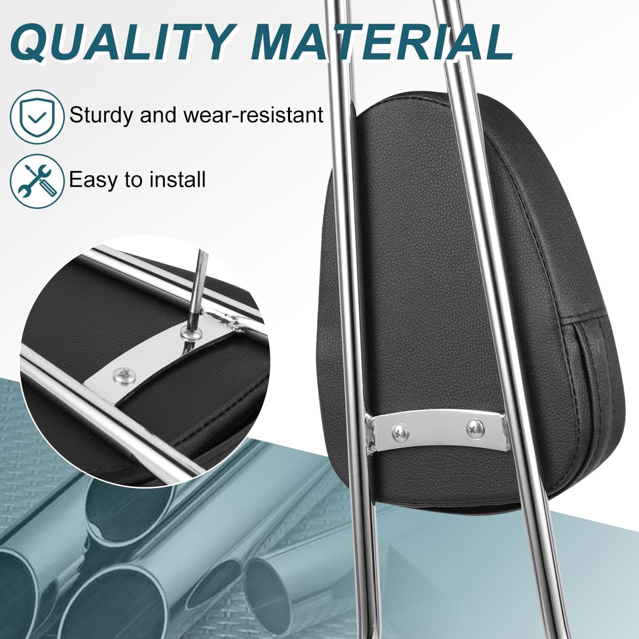 AUFER Detachable Chrome Passenger Backrest Sissy Bar With Backrest Pad Compatible With For Harley Dyna Street Bob Super Glide Low Rider Wide Glide FXD FXDB FXDC FXDL FXDWG FXDSE 2006-UP