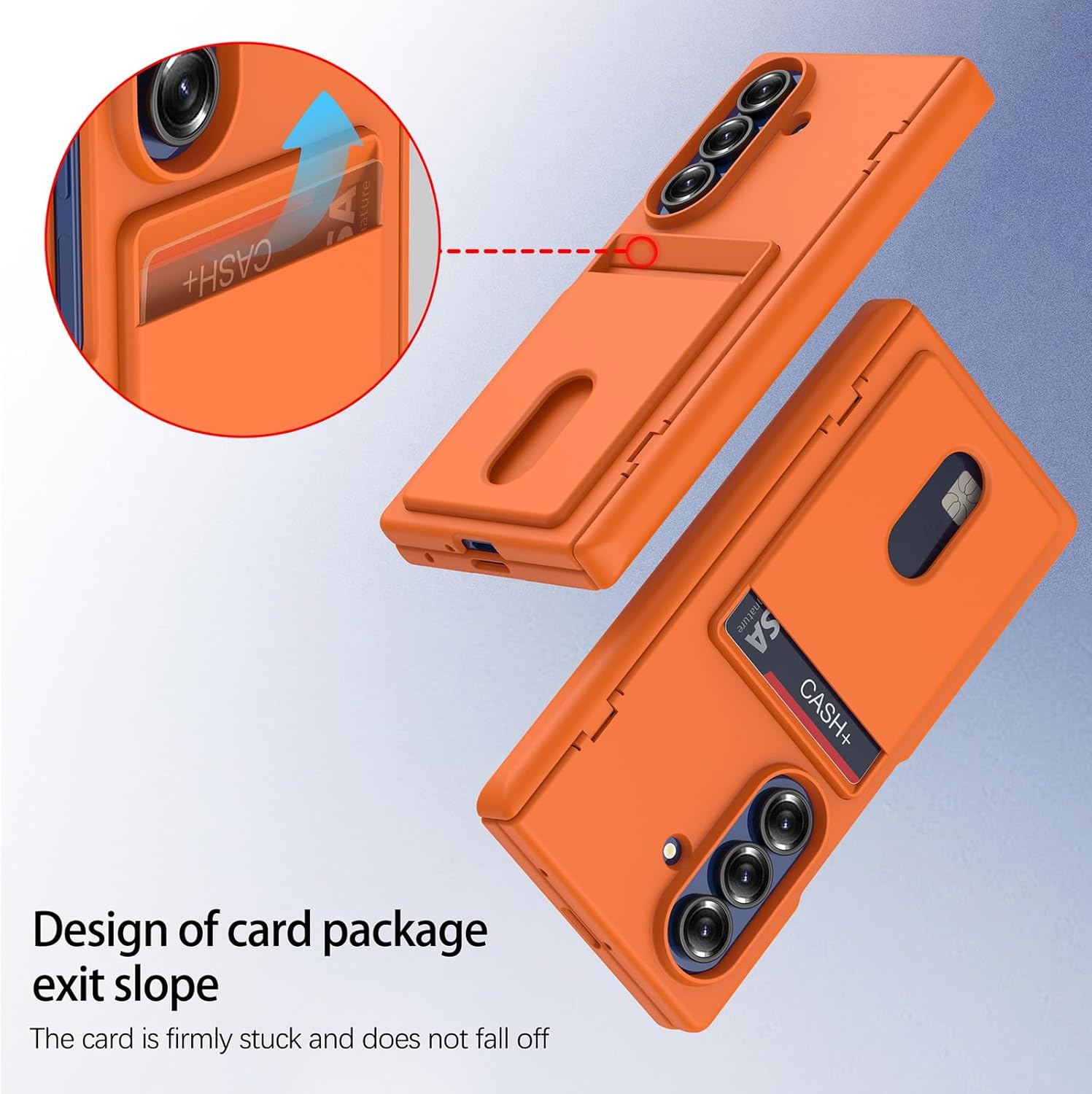 for Samsung Galaxy Z Fold 7 Case with Card Holder, 360°Full Coverage Protection Built in Front Screen Protector Hinge Cover Military Grade Drop Protective Case Cover for Z Fold 7 Orange