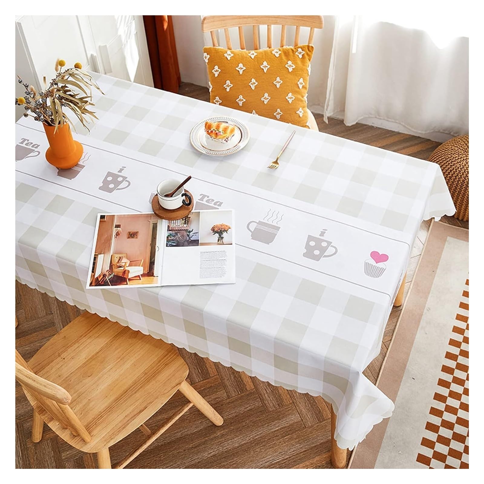 Nappe de table blanche anti-plis pour repas de famille sans stress