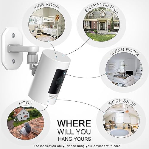 Miniatura 6 de Paquete de 2 soportes de pared compatibles con leva adherentecámara interiorcámara de batería, (1 generación) soporte ajustable de 360 grados,