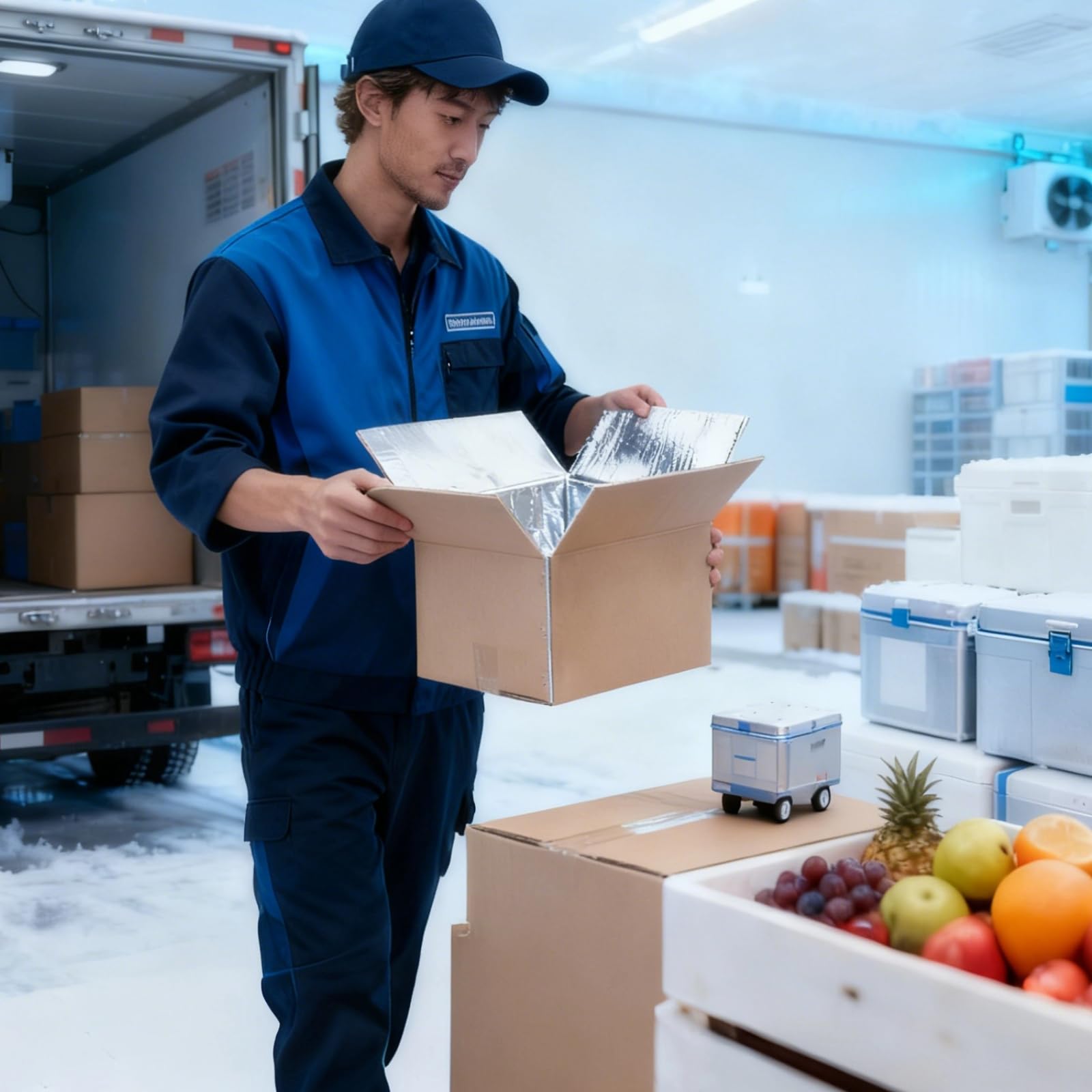 10 Stück Versandkartons, Papierbox für kalte Lebensmittel mit Aluminiumfolienfutter, isoliert für Meeresfrüchte, Gemüse, Obst