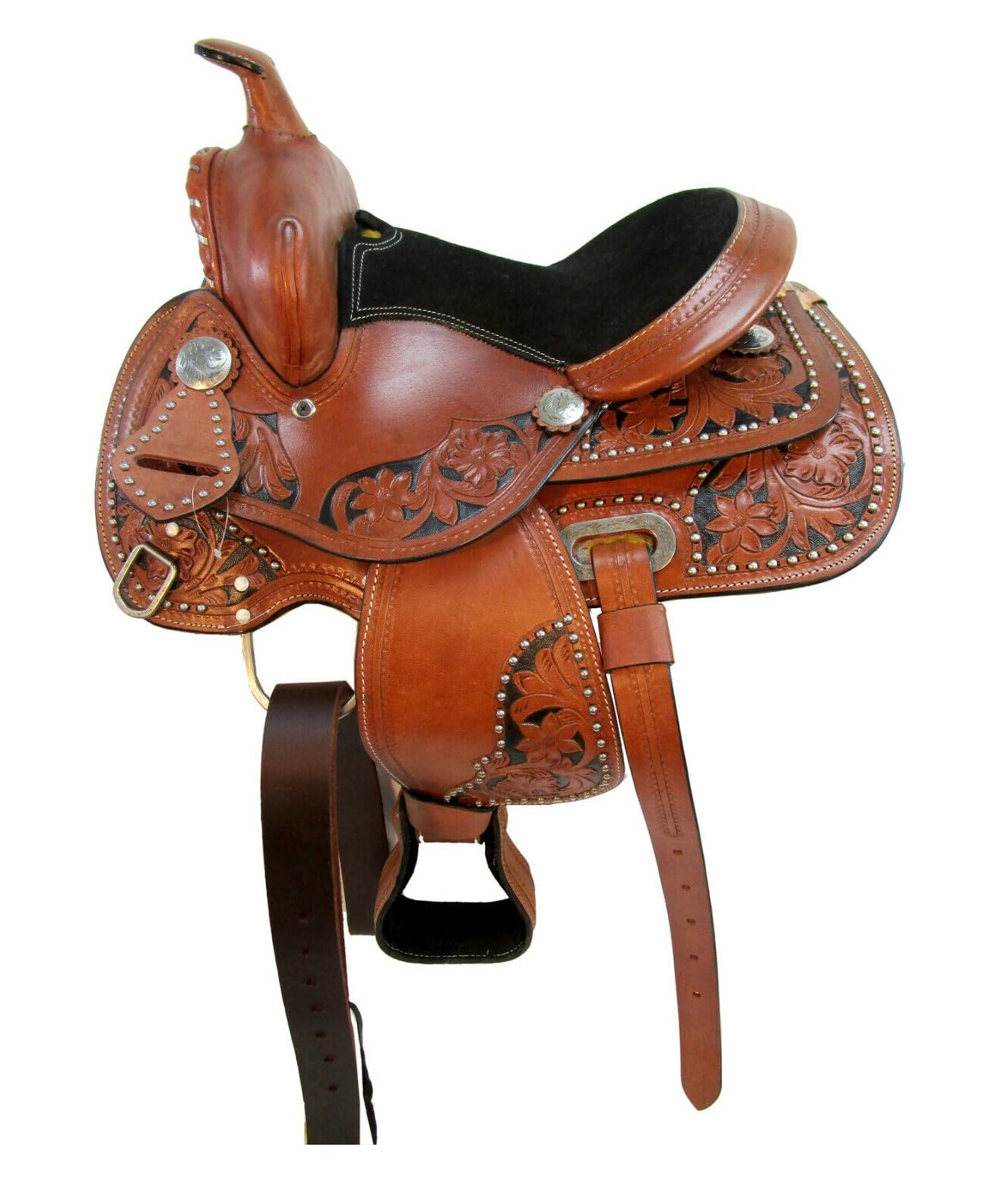 Cavallo per pony occidentale, in pelle, per bambini, motivo floreale, ME-WLS-231