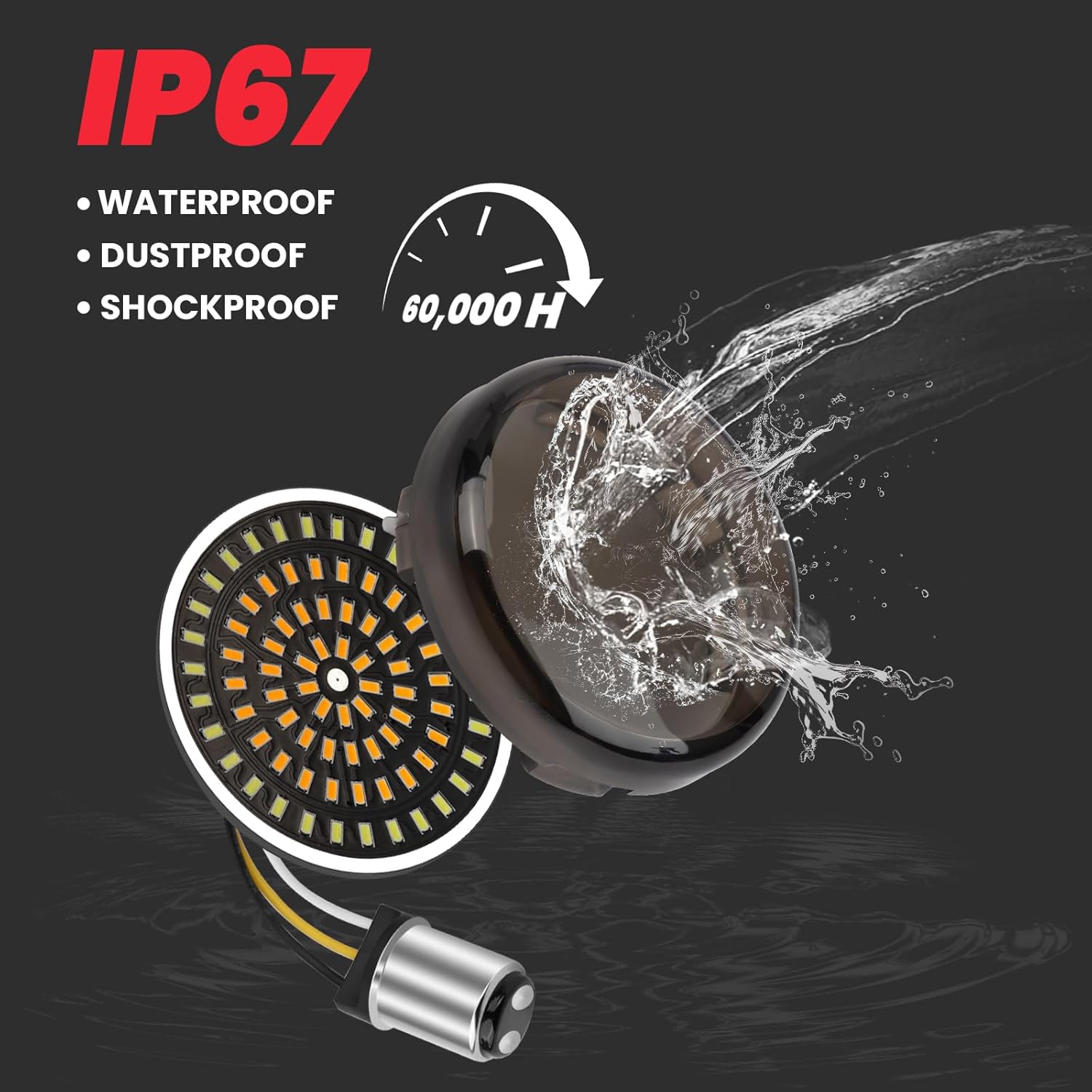 1157 LED Turn Signals Brake Light Kit 2" Bullet Fit Harley Touring Street Glide Road Glide Dyna Softail Sportster Iron 883 1986-2026, IP67 Smoked Lens, Switchback Front Rear No Hyper Flash