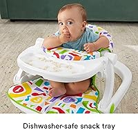 Vista 4 de Fisher-Price Silla de bebé portátil Kick & Play Deluxe Sit-Me-Up Asiento con piano de aprendizaje de juguete y bandeja de aperitivos para bebés