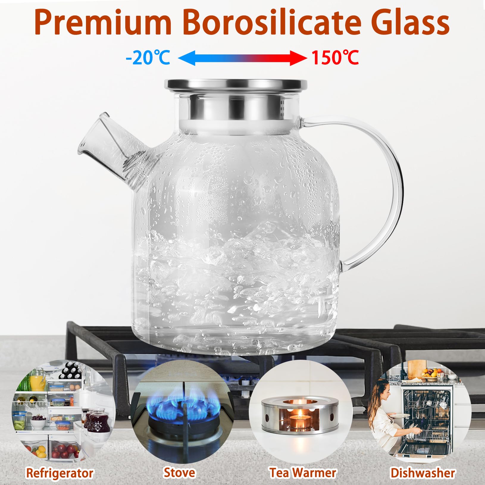 Tetera De Cristal Con Infusor 1000ml - Para Té De Hojas Sueltas, Hierbas Y Café, Resistente Al Calor