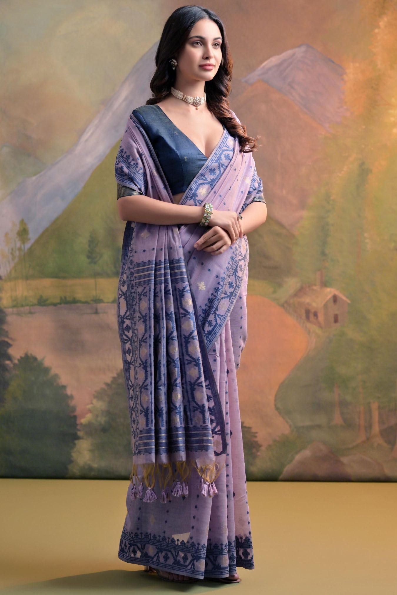 SGF11 Women's Soft Cotton Linen Silk Saree With Unstitched Blouse Piece product image 3