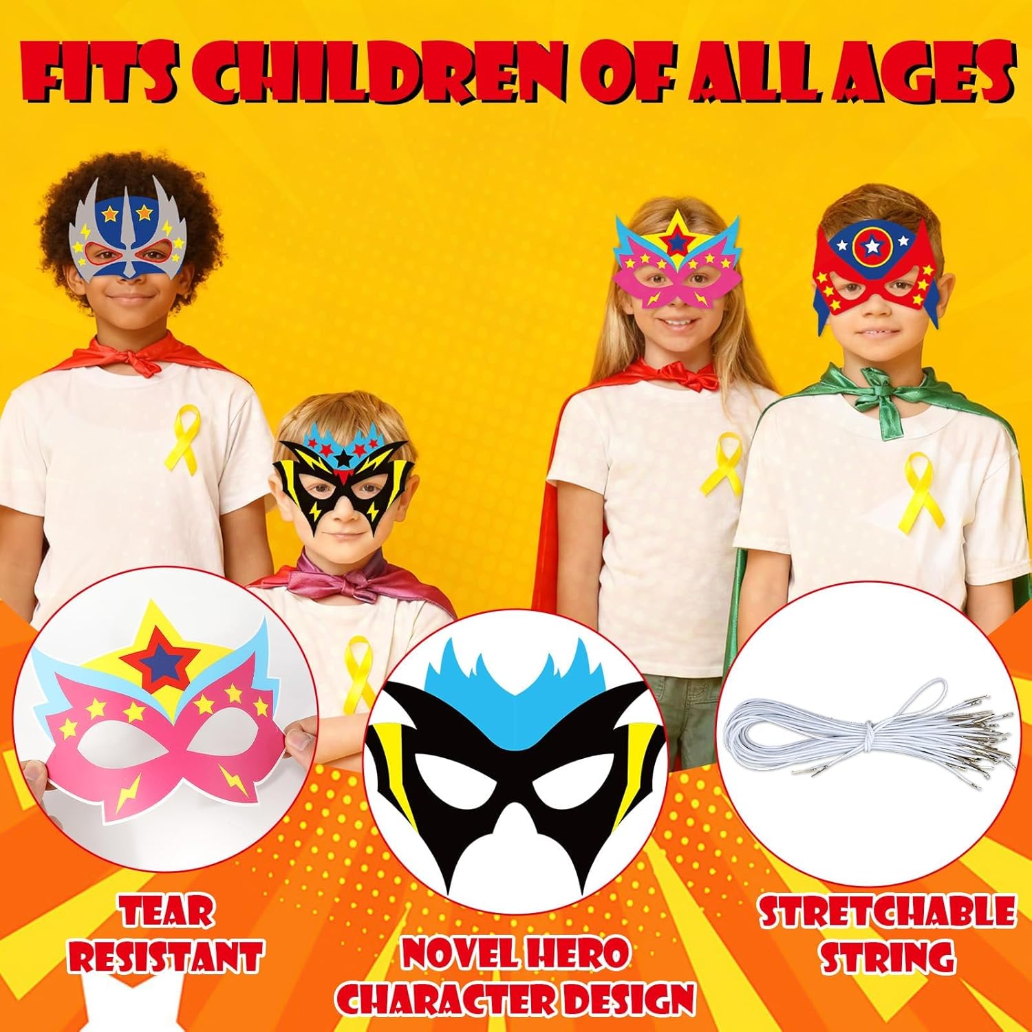 36 Packs Hero Theme Mask Craft Kits Mask Your Own Super Theme Hero Masks Funny DIY Paper Masks Art Craft Colored Paper Helmet Super Party Gifts for Kids for Home Classroom Game Activities Party Favors - Image 3