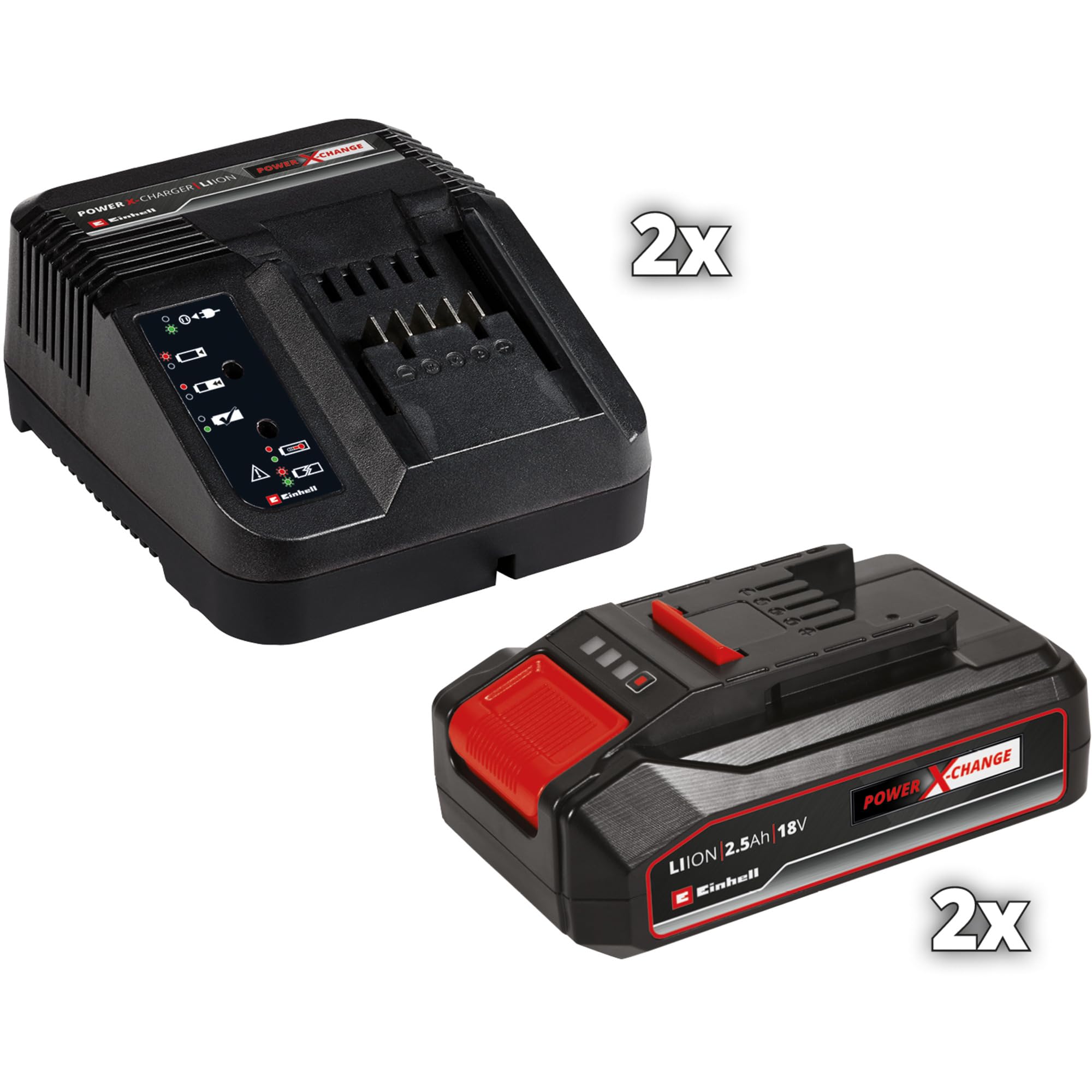 Einhell Kosiarka akumulatorowa GE-CM 36/33 Li Kit Power X-Change (Li-ion, 36 V, do 250 m², szerokość koszenia 33 cm, 5-stopniowa regulacja wysokości koszenia, w tym 2 akumulatory 2,5 Ah + 2 ładowarki)