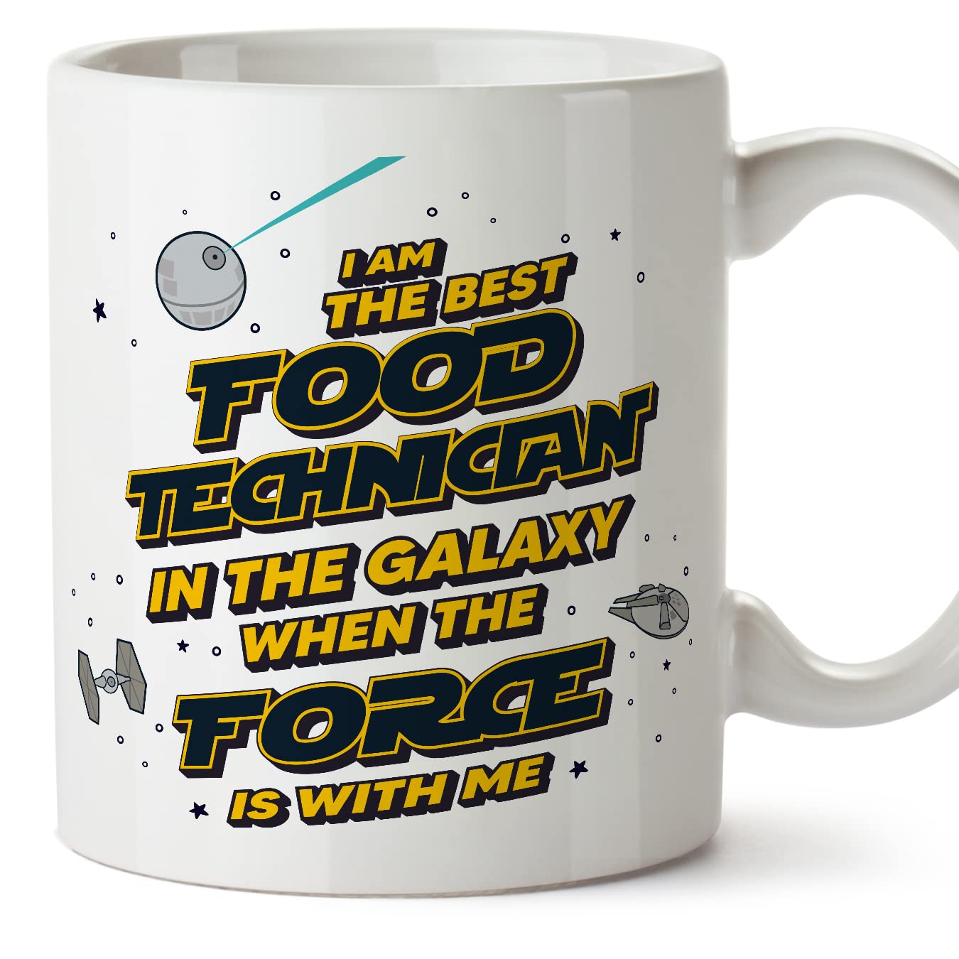 MUGFFINS Food Technician Mug - in English - Best in The Galaxy The Force is with Me - Funny Gift for Colleagues - Ceramic 11oz Mug