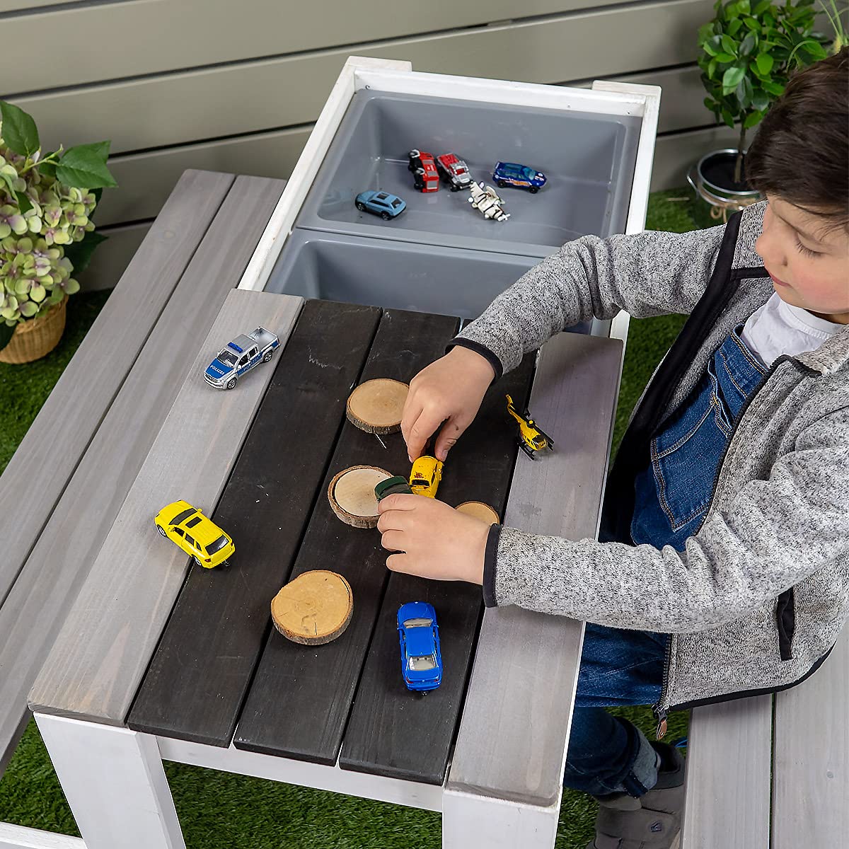 Meppi Sitzgruppe Stralsund Weiss/grau - Kindersitzgruppe aus wetterfestem Holz