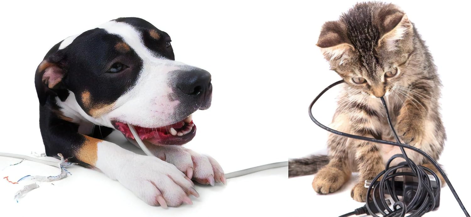 Sleek Socket No Shock Child & Pet Protector Outlet Concealer with Protective Cord Clips, Flat Extension Cord with 3 Outlets Power Strip (Safeguards Toddlers and Pets from Chewing Dangerous Cords)