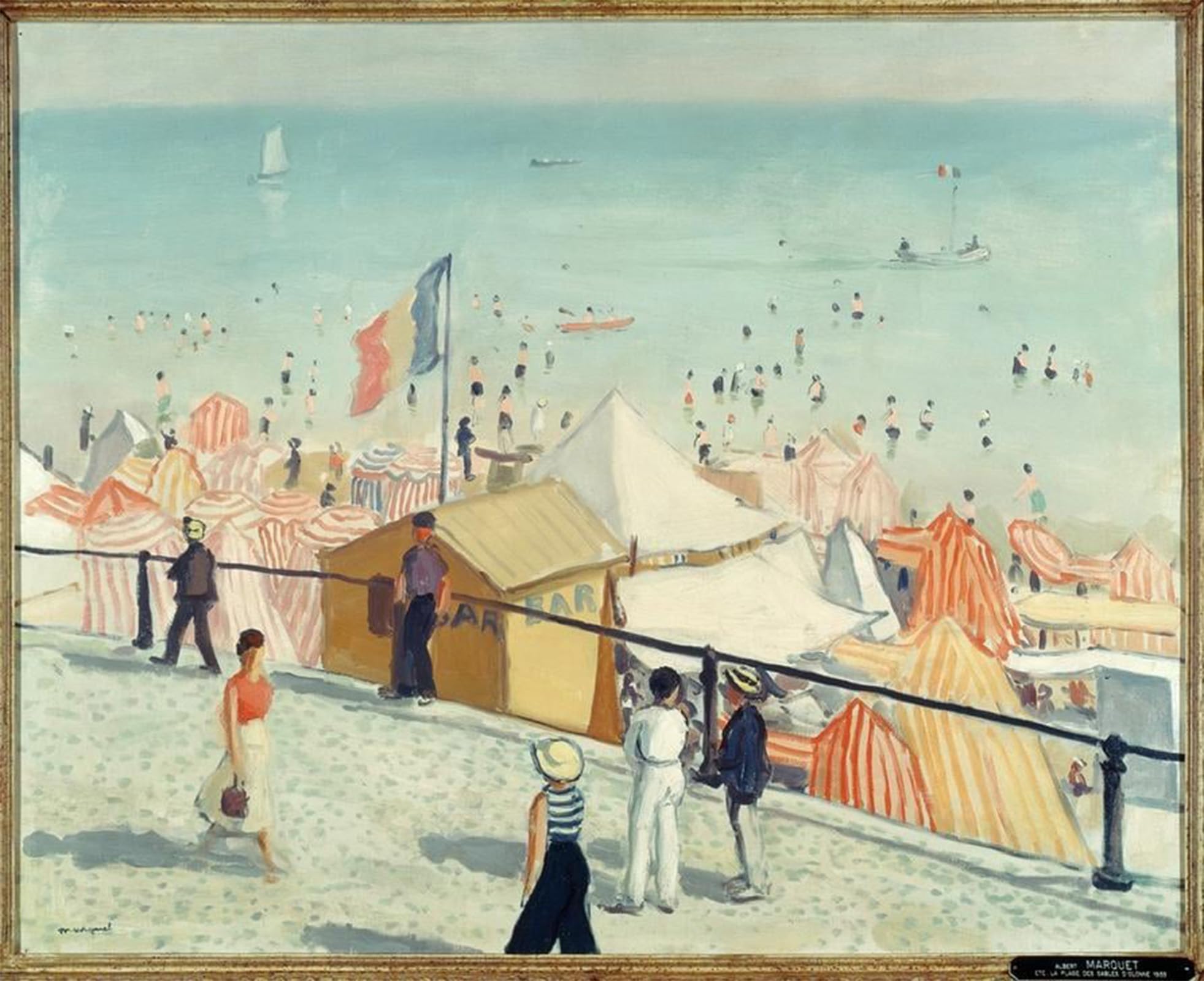 SERENDIPITP Retro Picture Poster Wall Art Pictures Painting Summer Beaches of Les Sables by Albert Marquet Wall Art Canvas Print for Wall Decor 60x90cm