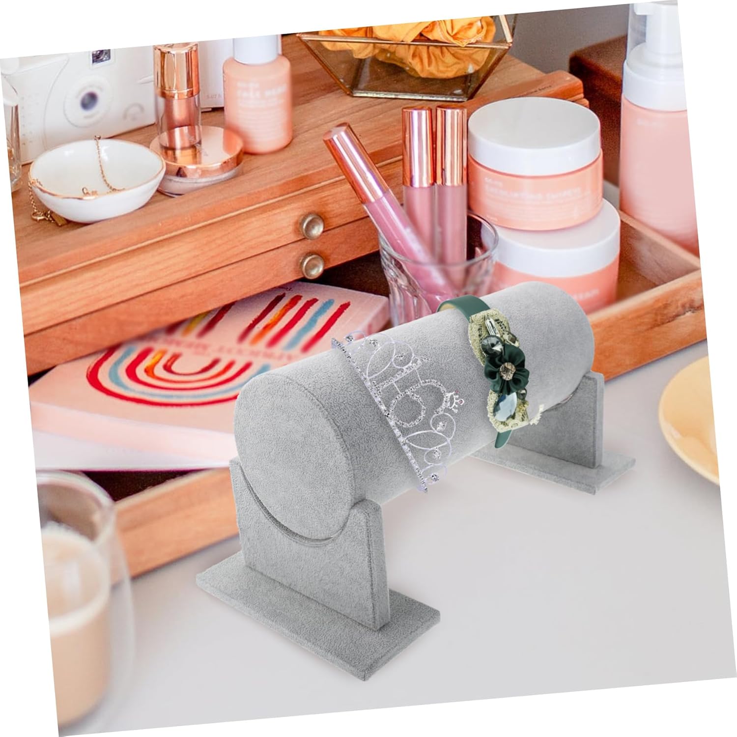 Simple Hair Tie Storage Stand Jewelry Display Rack for Hair Accessories Headbands and Scrunchies Elegant Organizer for Desktop Use