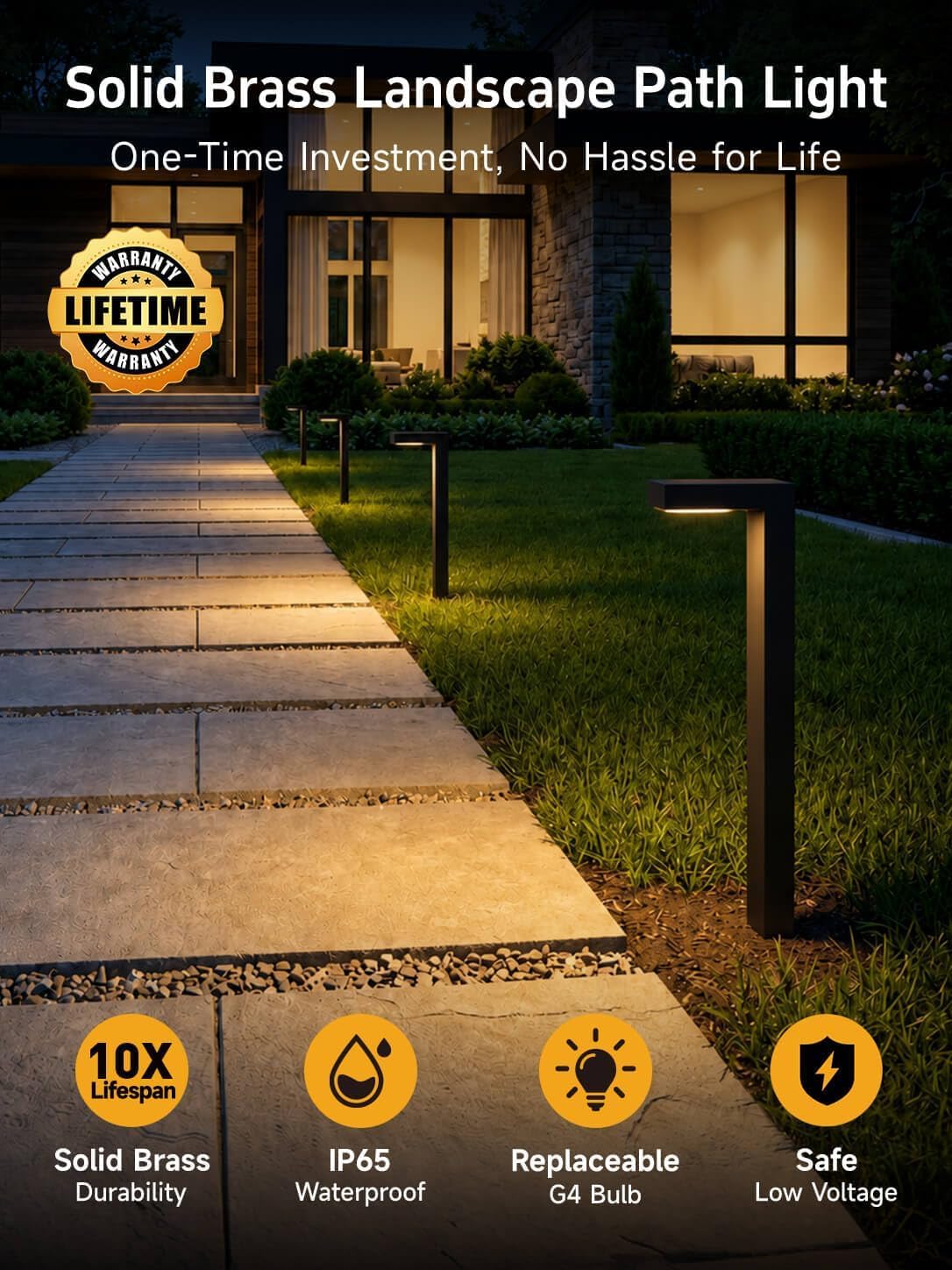 Gardenreet Brass Low Voltage L-Shaped Path Light, Black, G4, 2700K, 1Pack image 2