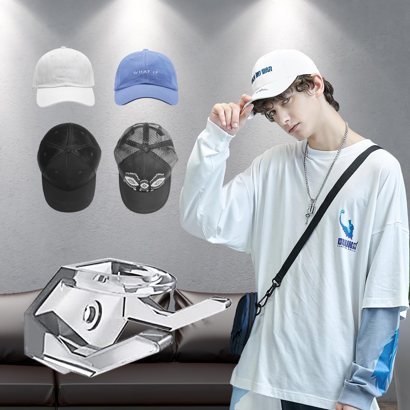 Porta Cappelli Adesivi DecorDwell | 2 Pezzi, Autoadesivi E Senza Foratura - Foto 3