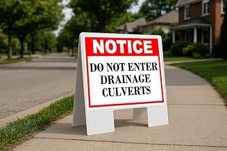 Do Not Enter Drainage Culverts Notice Folding Coroplast A-Frame Double Sided 23x23 in. Sign