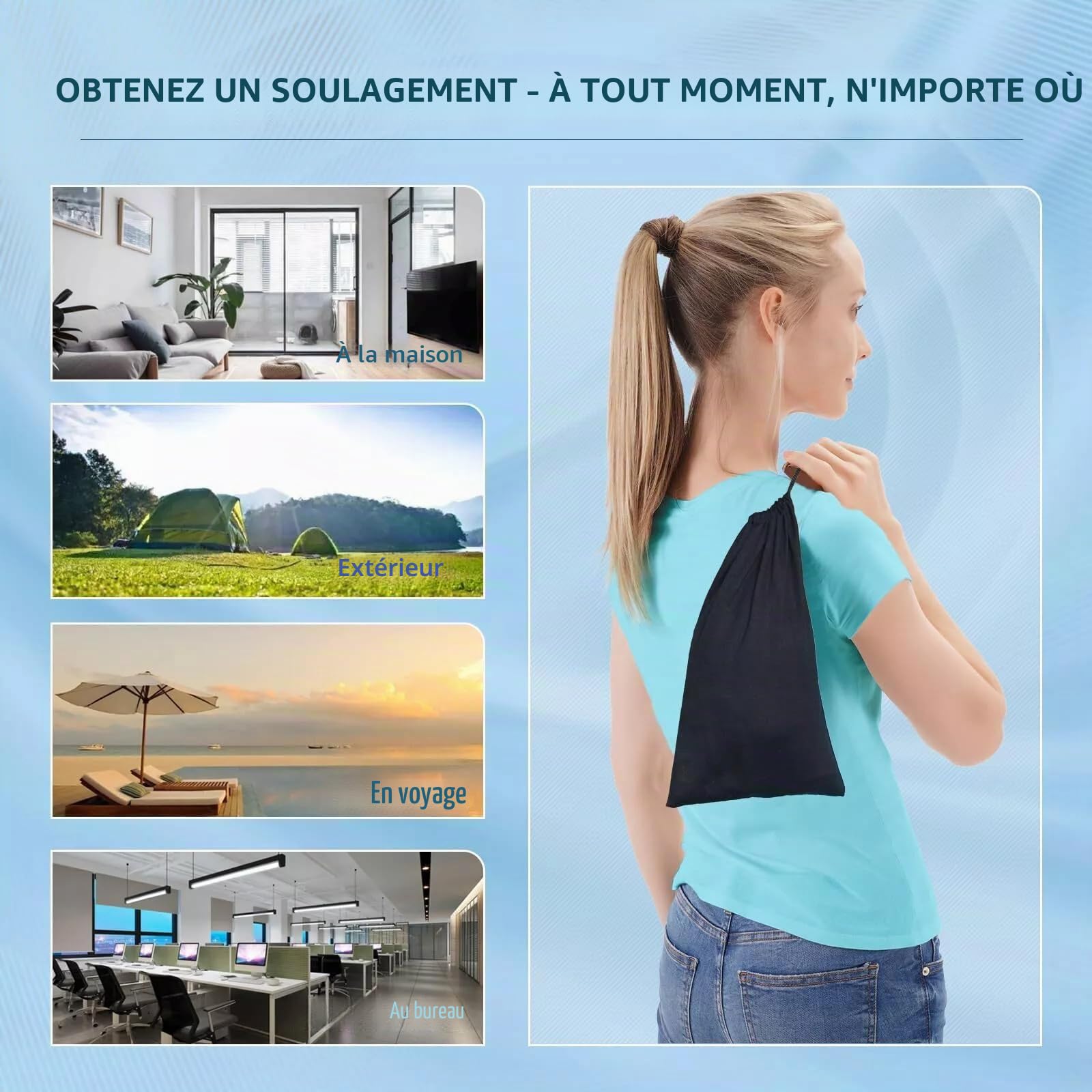 Dispositif de traction cervicale suspendu pour soulagement de la douleur Hamac pour la tête Masseur cervical Ceinture d'étirement douce Sangle de cou pour thérapie physique Maison Extérieur