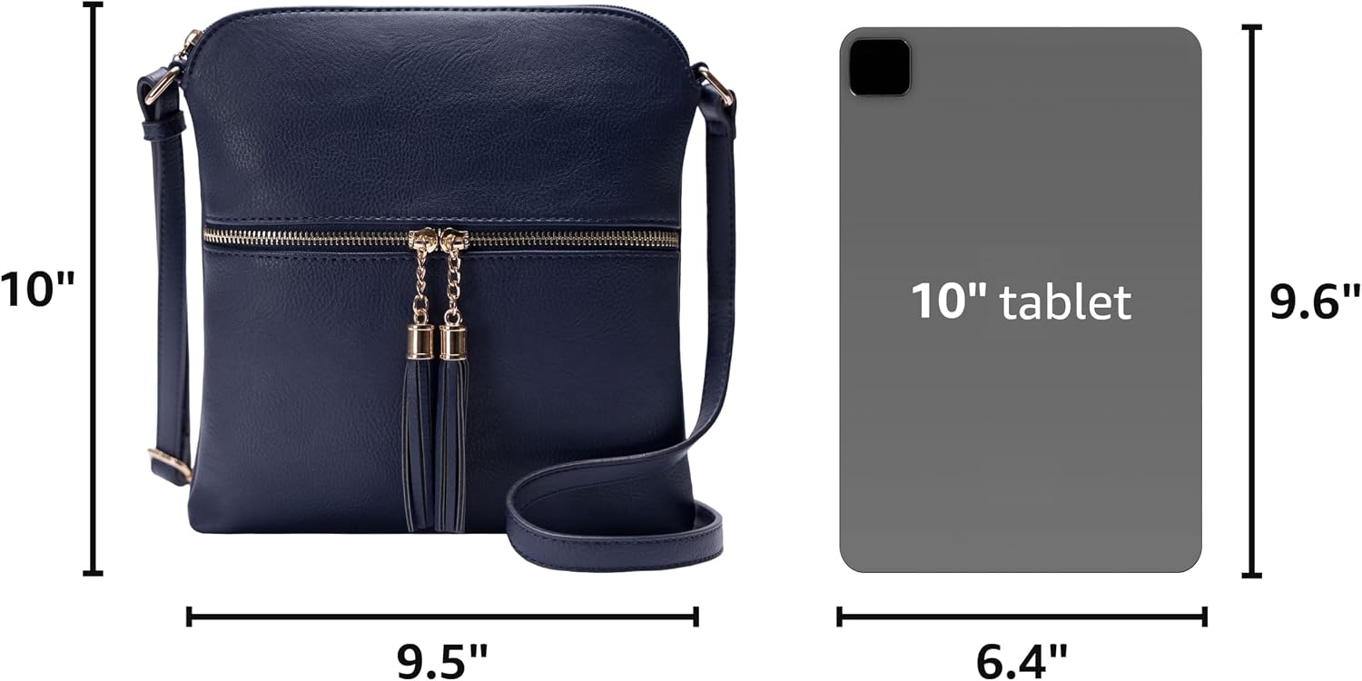 Solene Womens Lightweight Medium Crossbody Purse with Tassel, Perfect Size Crossbody Bags for Daily Use, travel