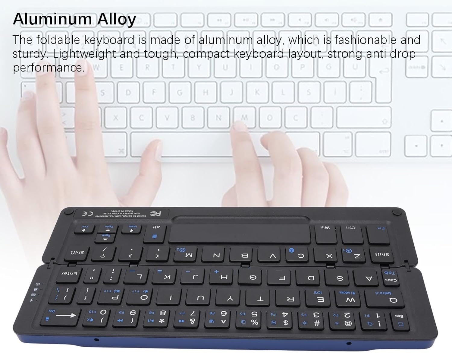 Dpofirs Foldable Bluetooth Keyboard, Portable Folding Wireless Keyboard with Magnetic Stand, Quiet Pocket Travel Keyboards for Tablet Phone Computer