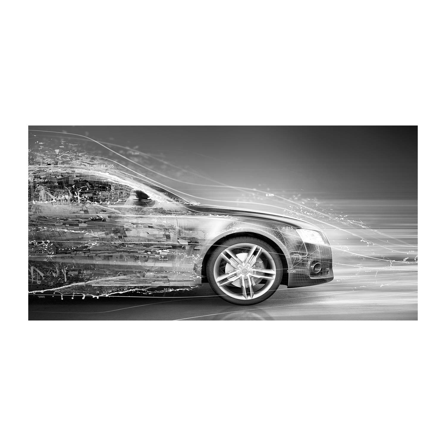 Photo décorative panoramique en verre 120x60 cm salon thème voiture