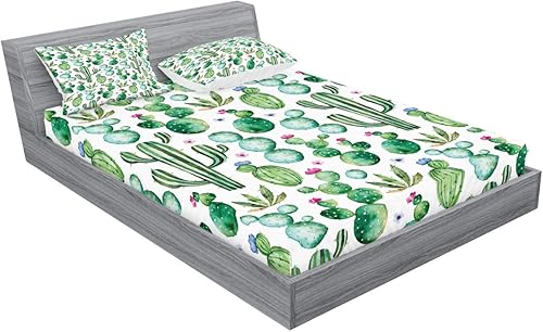 Miniatura 125 de Ambesonne Juego de sábanas bajeras y fundas de almohada occidentales, sombrero de vaquero con temática del salvaje oeste y cuerda de ganadería vieja