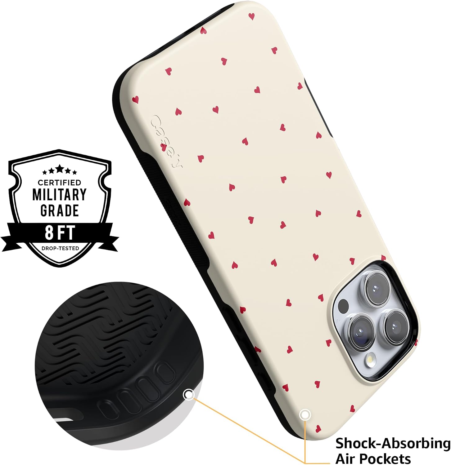 Casely iPhone 16 Pro Case | Be Mine | Tiny Hearts | Bold Protective Design | Compatible with MagSafe